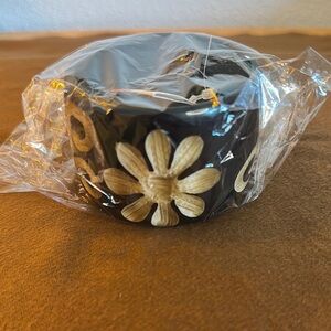 3/30 Bangle Bracelet by Antika Collections Black Tan with 3D Floral Design